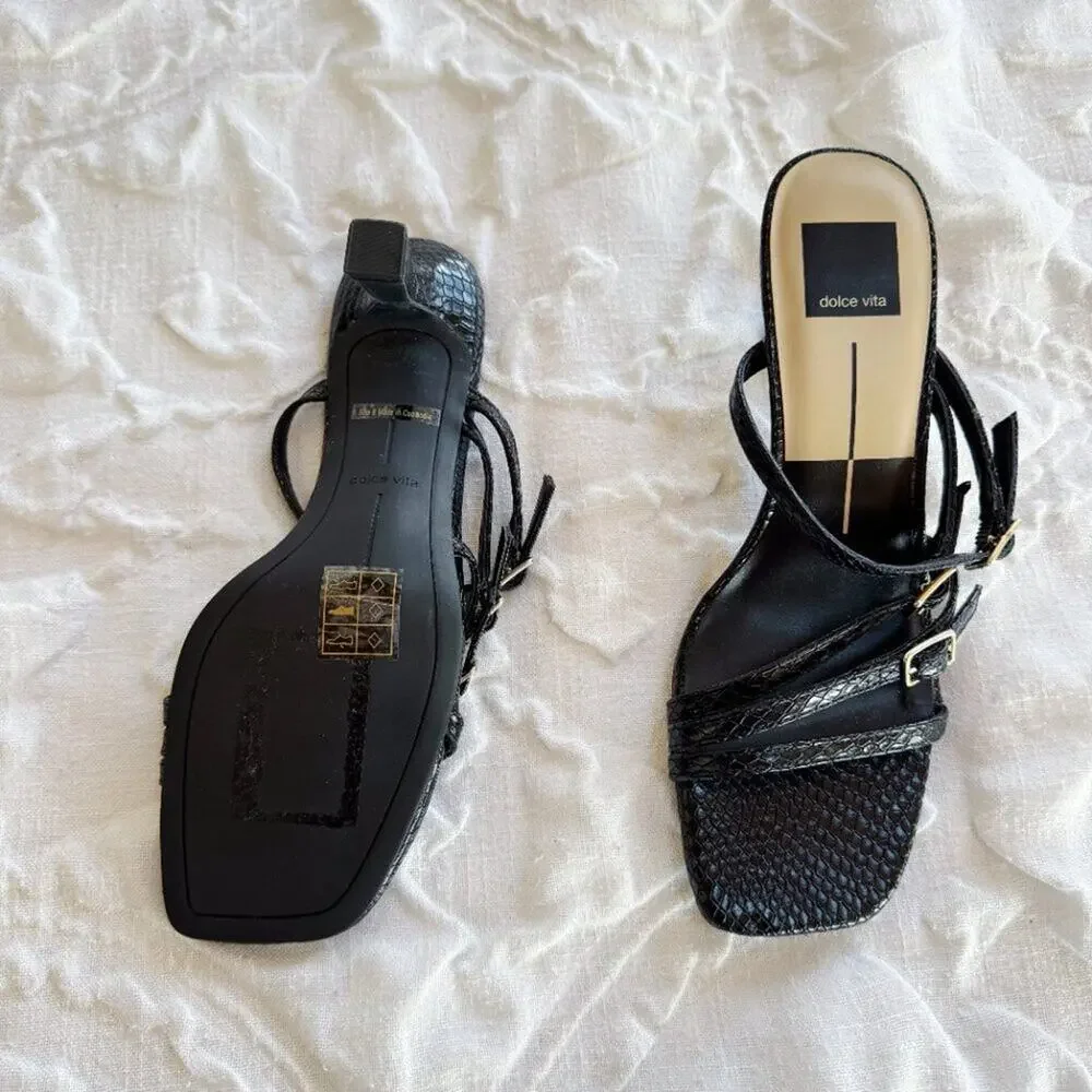 Dolce Vita Tahira Snakeskin Embossed Slide Sandal Size 8 New